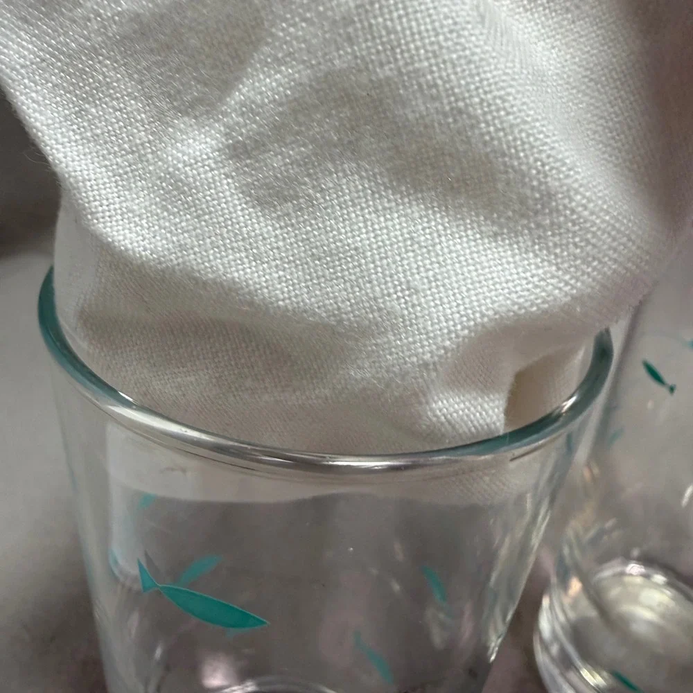Libbey Mediterranean Atomic Fish Glass Tumblers Aqua MCM Drinking Glass Set of 5